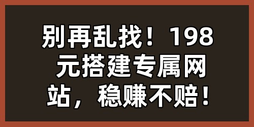 别再乱找！198 元搭建专属网站，稳赚不赔！